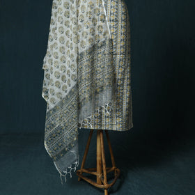 Hand block print sanganeri cotton 3pc unstitched dress