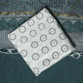 Hand block print sanganeri cotton 3pc unstitched dress