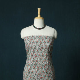 Hand block print sanganeri cotton 3pc unstitched dress
