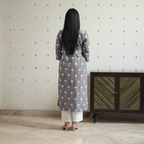  Hand Block Printed Cotton Straight Bagru Kurta for Women