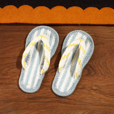 Grey Hand Braided Cotton Stitched Home Slipper