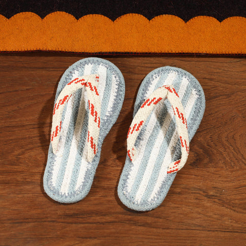 Grey Hand Braided Cotton Stitched Home Slipper