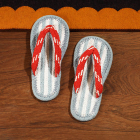 Grey Hand Braided Cotton Stitched Home Slipper