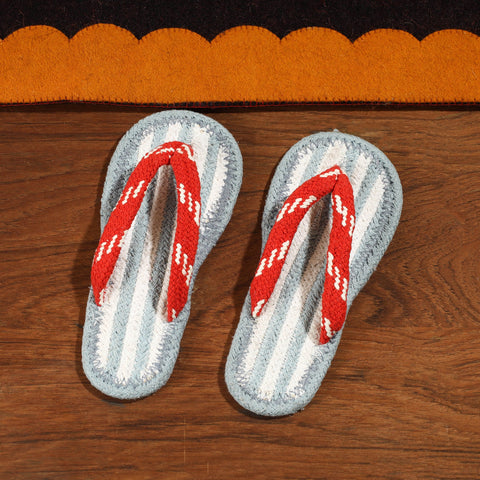 Grey Hand Braided Cotton Stitched Home Slipper