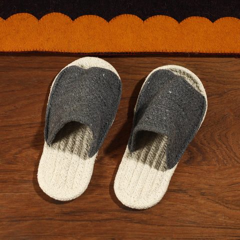 Grey Hand Braided Cotton Stitched Home Slipper