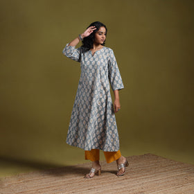 Hand cotton a-line sanganeri kurta for women 10