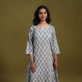 Hand cotton a-line sanganeri kurta for women 10