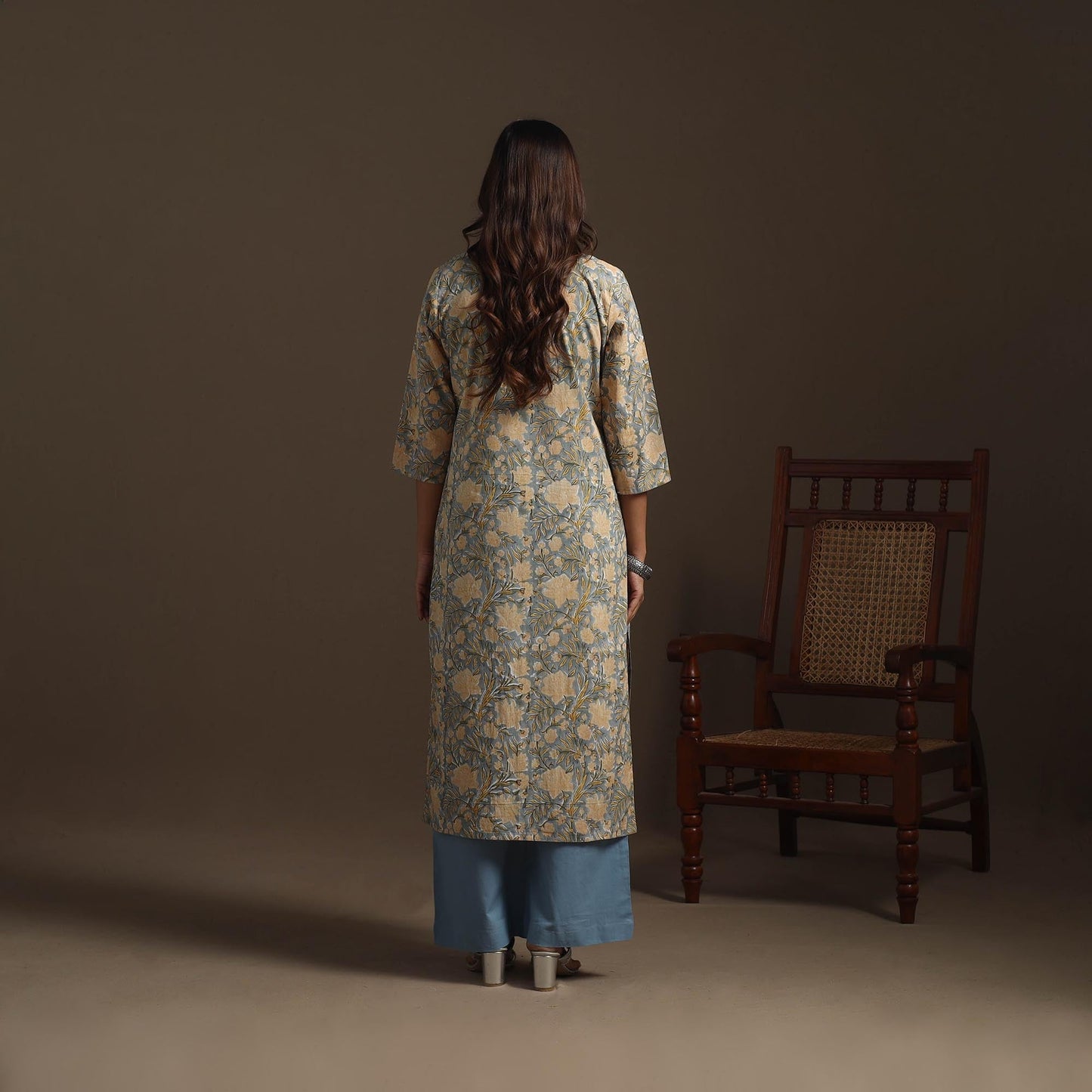 Hand cotton straight sanganeri kurta for women 08