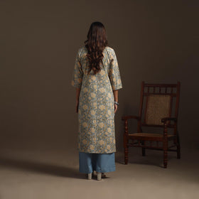 Hand cotton straight sanganeri kurta for women 08