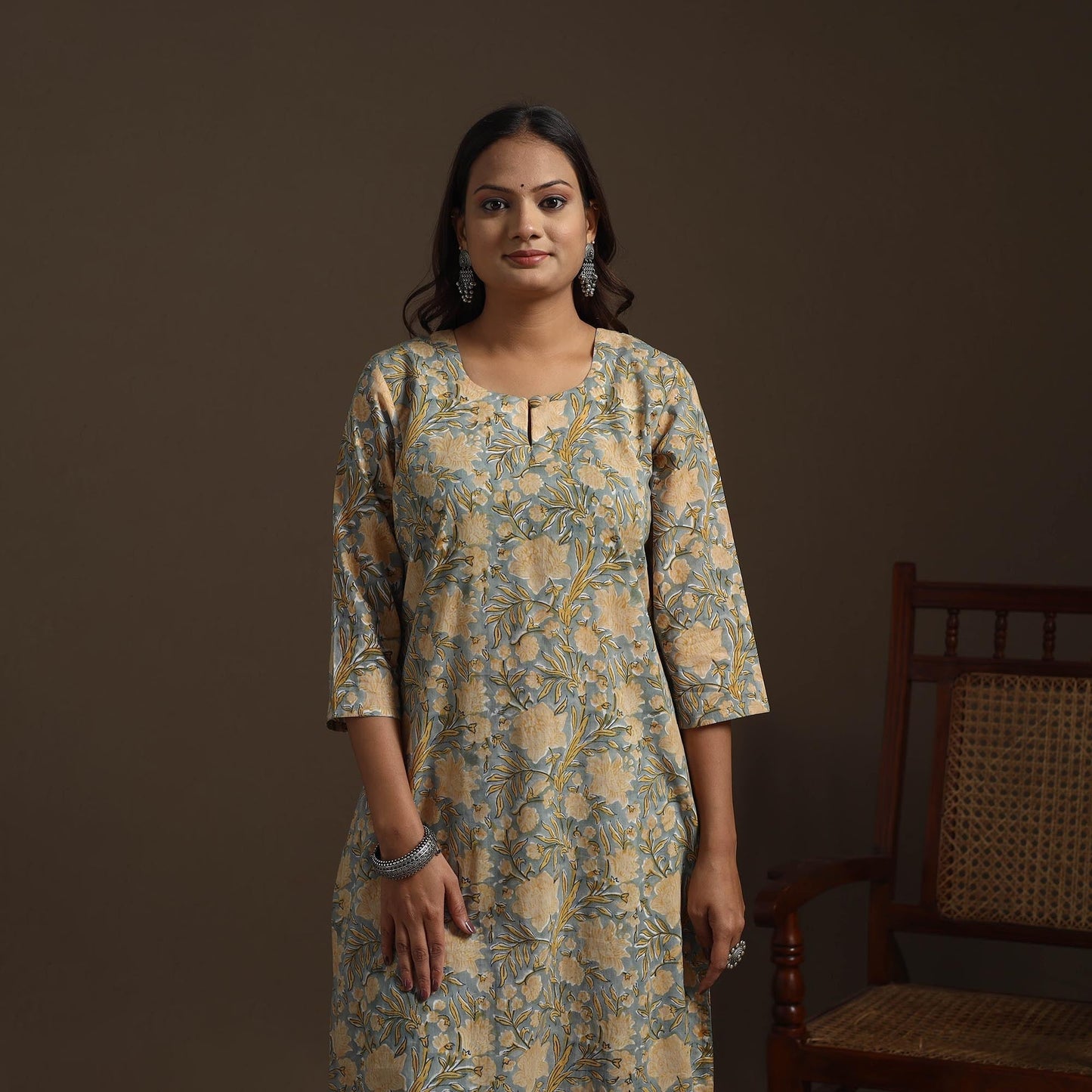 Hand cotton straight sanganeri kurta for women 08