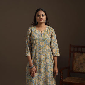 Hand cotton straight sanganeri kurta for women 08