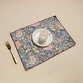  Grey Hand Embroidered Floral Cotton Reversible Table Mat