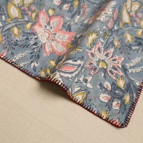  Grey Hand Embroidered Floral Cotton Reversible Table Mat