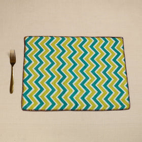  Grey Hand Embroidered Floral Cotton Reversible Table Mat