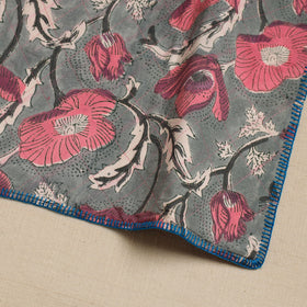  Grey Hand Embroidered Floral Cotton Reversible Table Mat