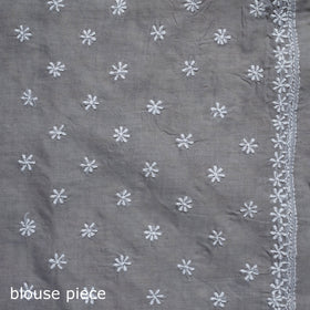 Hand embroidered terivoile cotton lucknow chikan saree 02