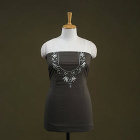 Buy Grey Hand Embroidery Cotton Kurta Material