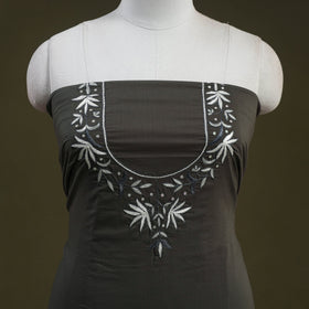Buy Grey Hand Embroidery Cotton Kurta Material