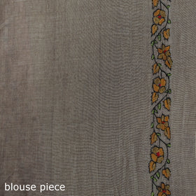 Grey - hand embroidery kerala cotton kashida saree