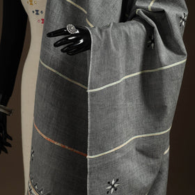 Grey Hand Embroidery Khes Handwoven Cotton Kantha Dupatta