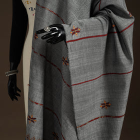 Grey Hand Embroidery Khes Handwoven Cotton Kantha Dupatta