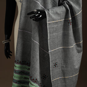 Grey Hand Embroidery Khes Handwoven Cotton Kantha Dupatta