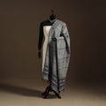 Grey Hand Embroidery Khes Handwoven Cotton Kantha Dupatta