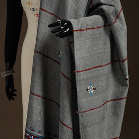 Grey Hand Embroidery Khes Handwoven Cotton Kantha Dupatta