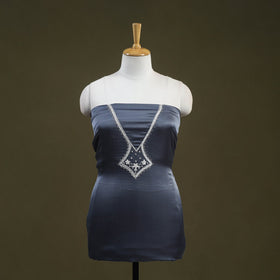 Buy Grey Hand Embroidery Modal Silk Kurta Material