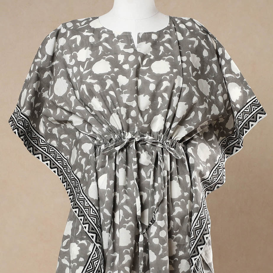 Buy Hand Block Printed Cotton Kaftan with Tie-Up Waist l iTokri.com