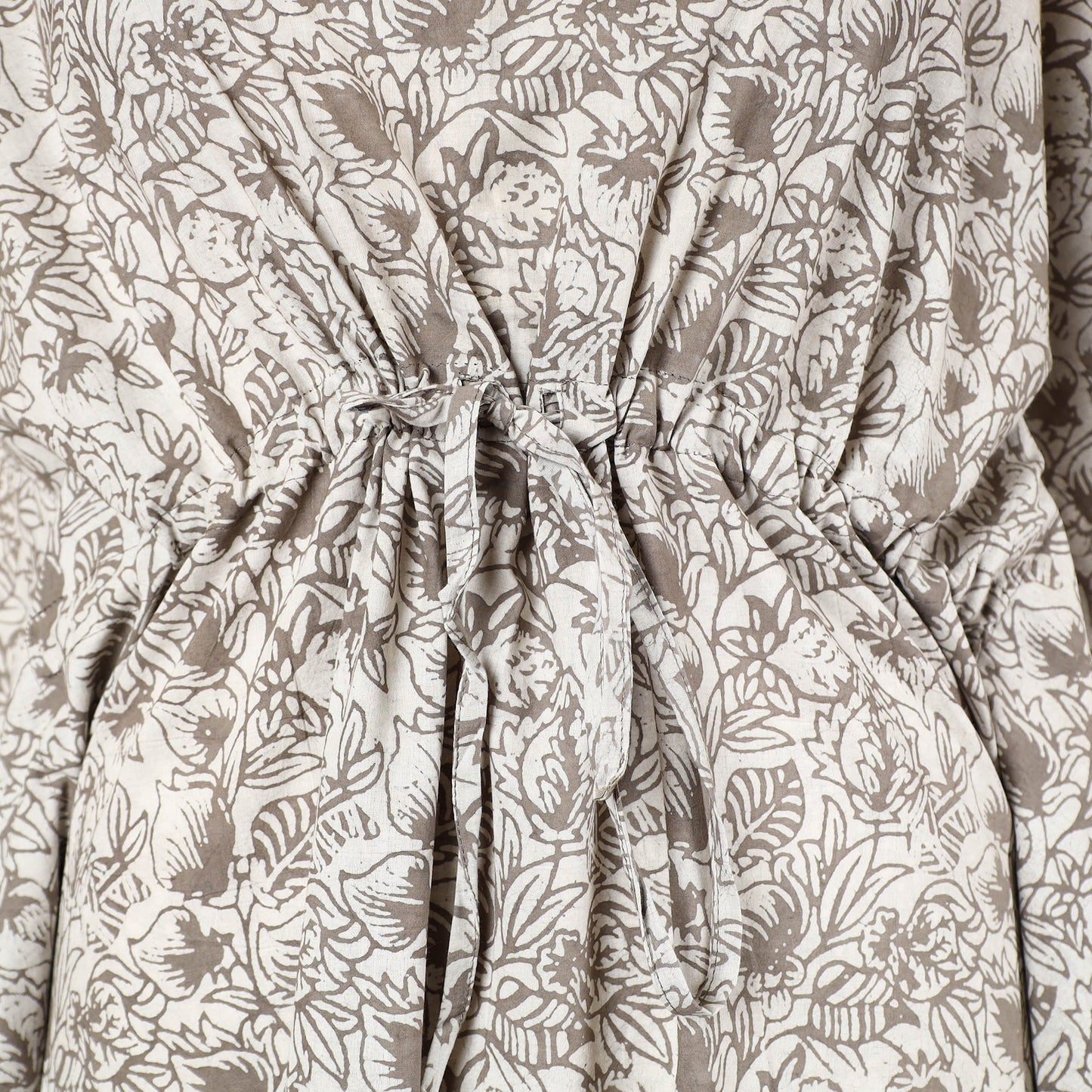  Hand Block Printed Cotton Kaftan with Tie-Up Waist 