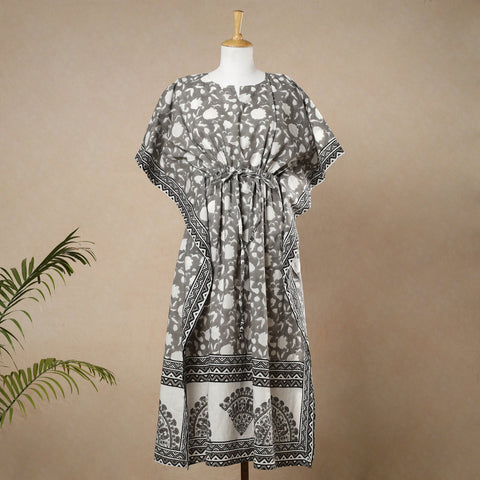 Buy Hand Block Printed Cotton Kaftan with Tie-Up Waist l iTokri.com