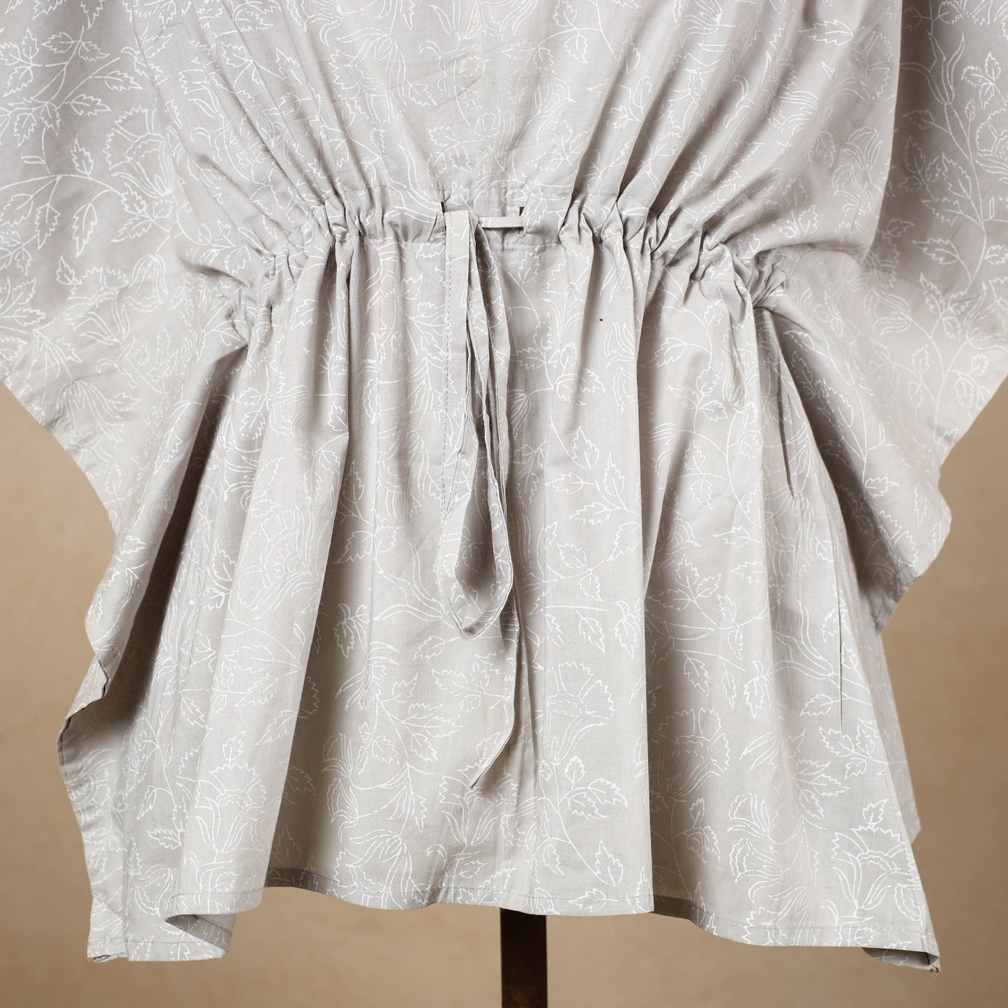  Hand Block Printed Cotton Kaftan with Tie-Up Waist 