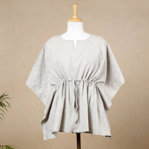  Hand Block Printed Cotton Kaftan with Tie-Up Waist 