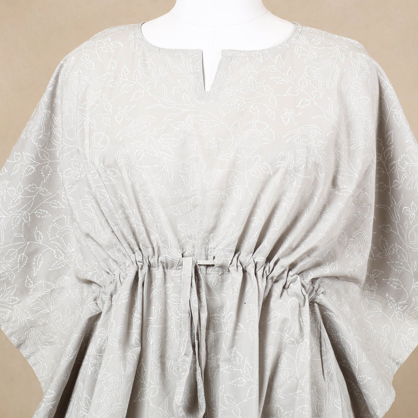  Hand Block Printed Cotton Kaftan with Tie-Up Waist 