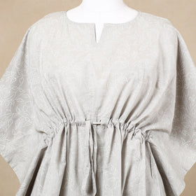  Hand Block Printed Cotton Kaftan with Tie-Up Waist 