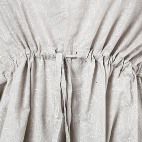  Hand Block Printed Cotton Kaftan with Tie-Up Waist 