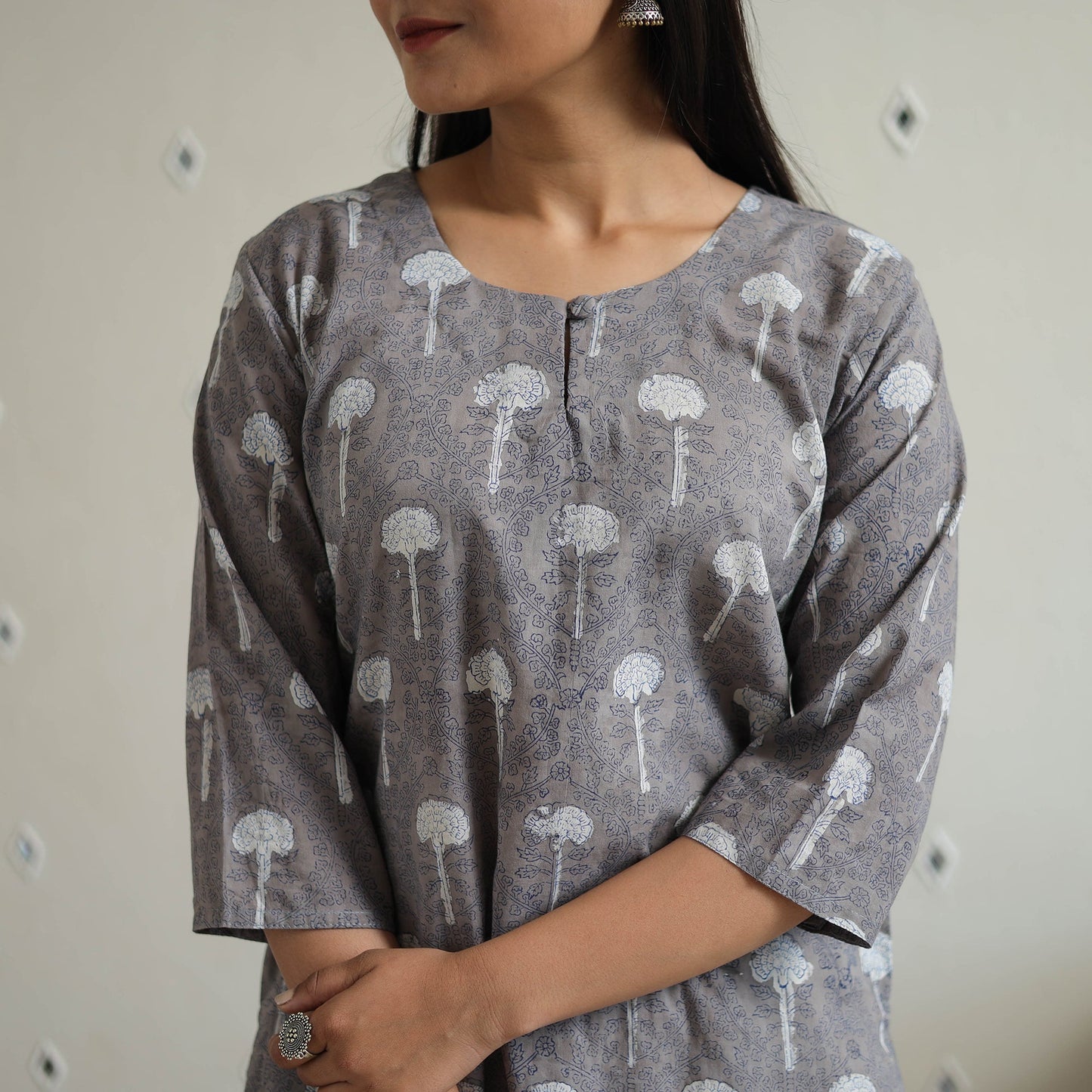  Hand Block Printed Cotton Straight Bagru Kurta for Women