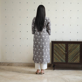  Hand Block Printed Cotton Straight Bagru Kurta for Women