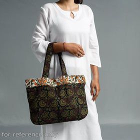 Grey Hand Block Printed Laminated Jute Shoulder Bag