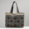 Grey Hand Block Printed Laminated Jute Shoulder Bag