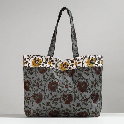  Hand Block Printed Laminated Jute Shoulder Bag 