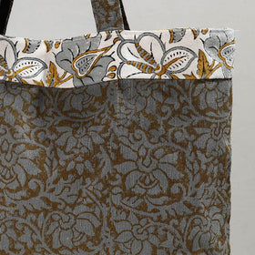 Grey Hand Block Printed Laminated Jute Shoulder Bag