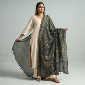 Hand Block Printed Mul Cotton Ajrakh Dupatta 