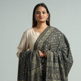 Hand Block Printed Mul Cotton Ajrakh Dupatta 