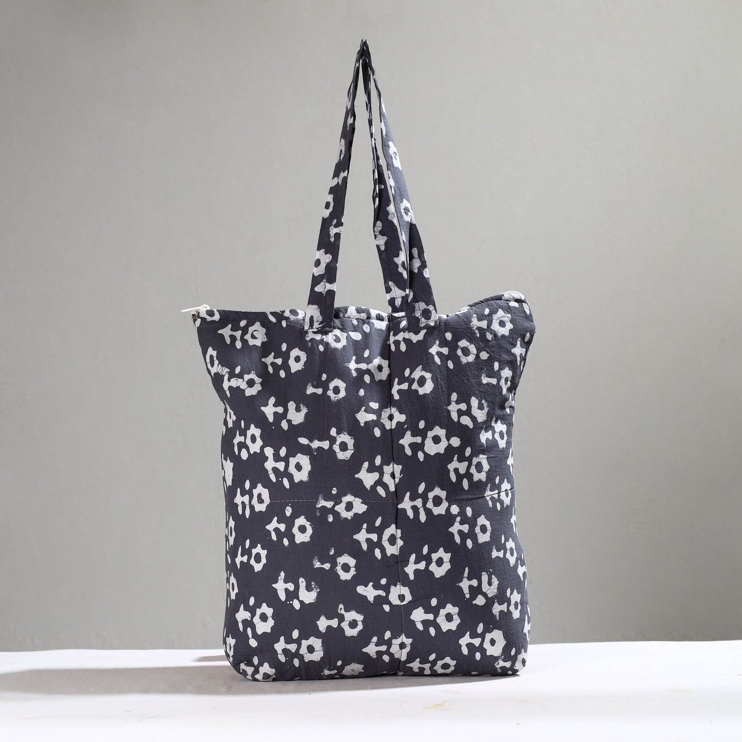 Grey Handcrafted Batik Printed Cotton Hand Bag 01