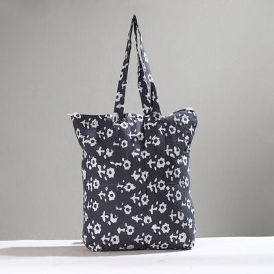 Grey Handcrafted Batik Printed Cotton Hand Bag 01