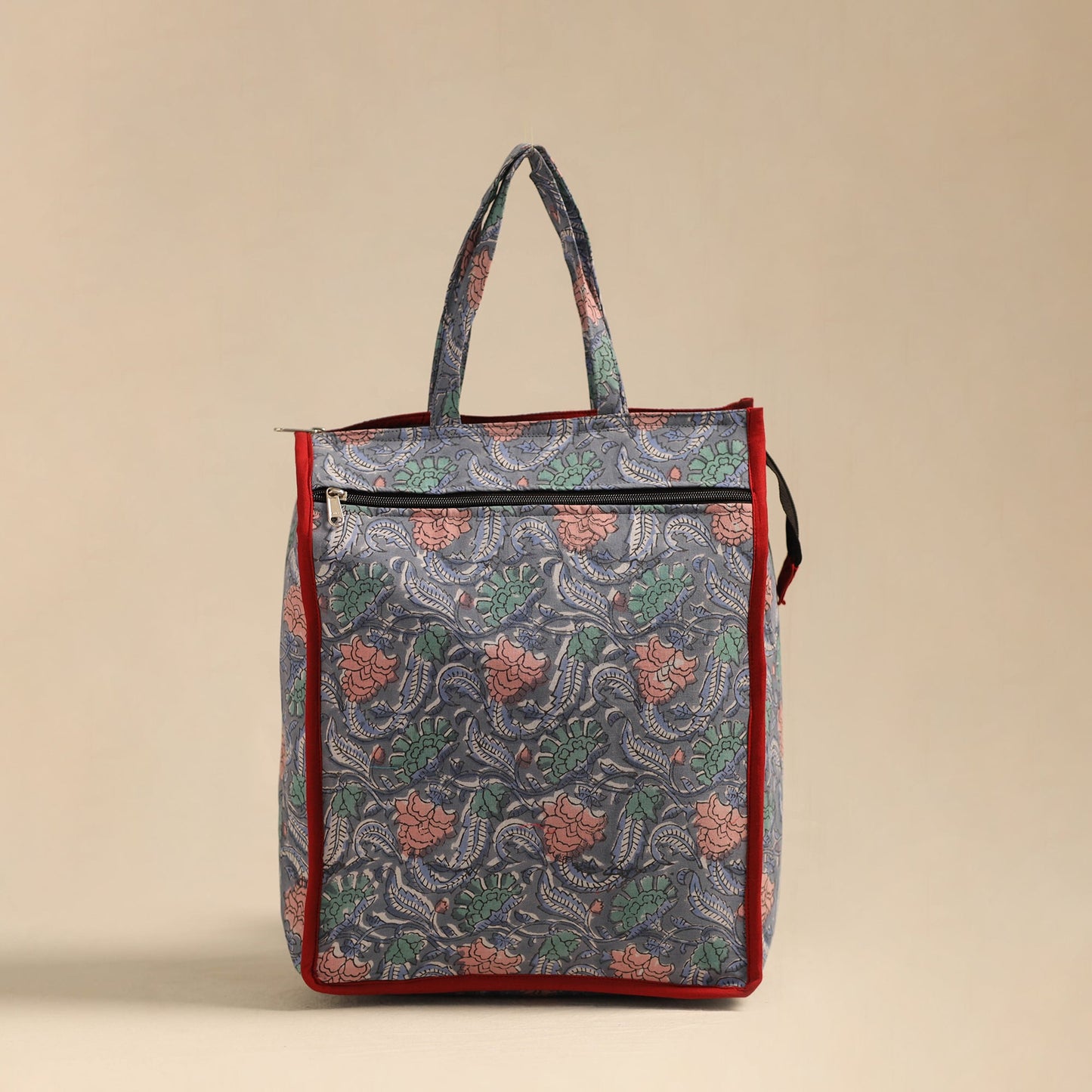 Grey Handcrafted Cotton Shopping Hand Bag