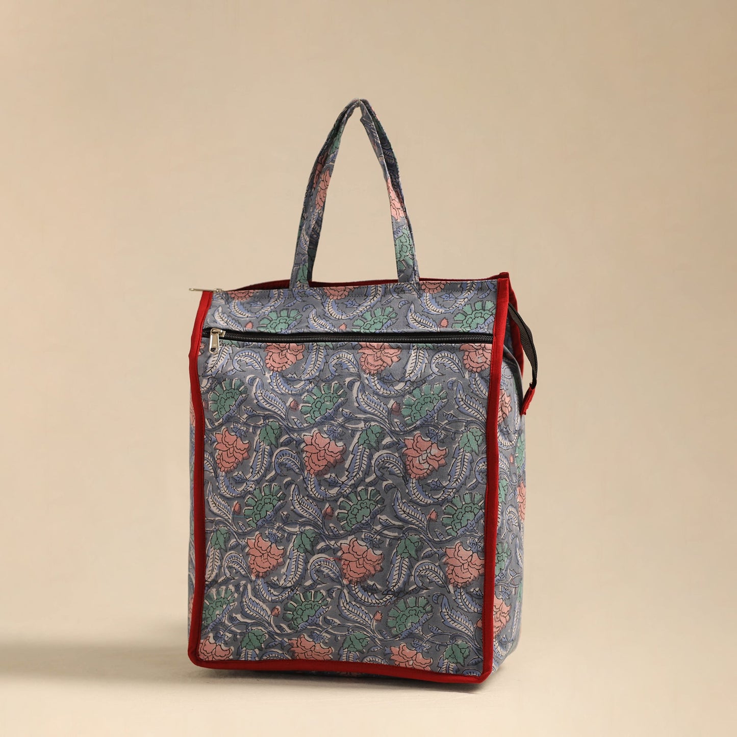 Grey Handcrafted Cotton Shopping Hand Bag