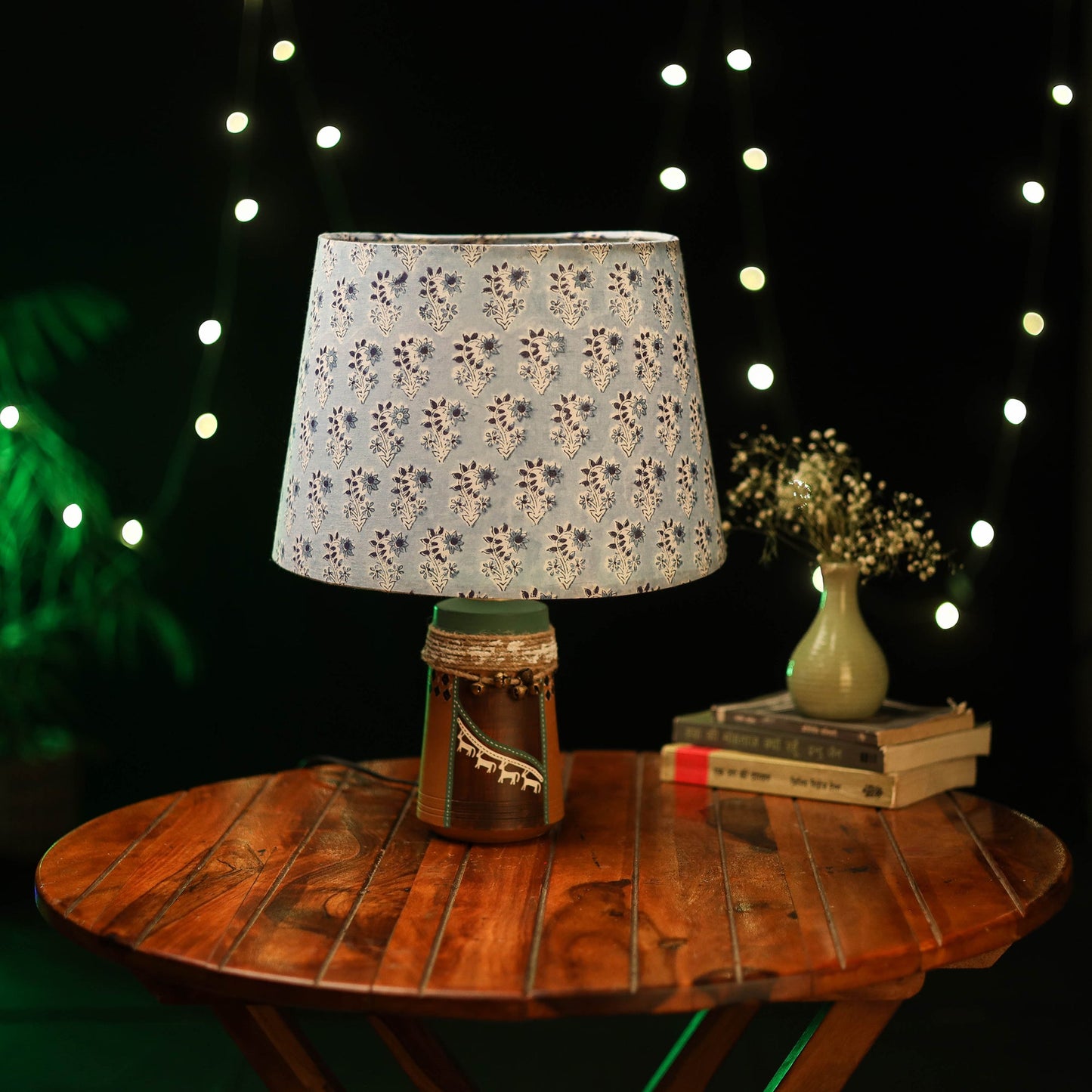 Grey - handcrafted floral fabric lamp shade 04